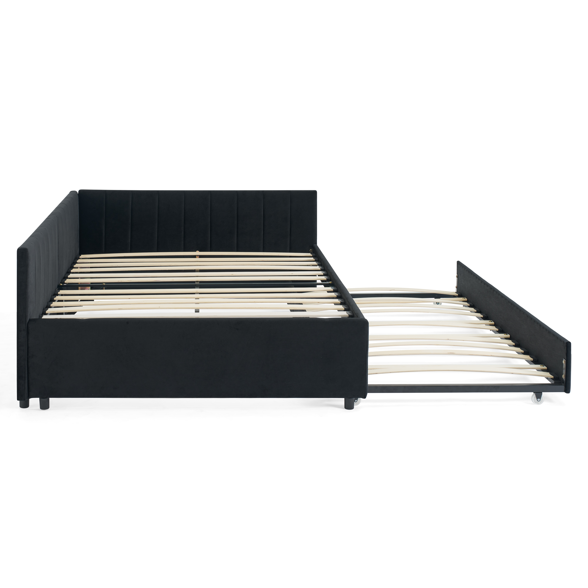 Full Size Daybed with Trundle, Comfortable Backrest And Armrests 21 Full Size Daybed with Trundle, Comfortable Backrest And Armrests