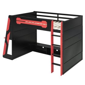 Full Size Wood Loft Bed with Desk, Multi-storage Shelves and RGB Light 26 Full Size Wood Loft Bed with Desk, Multi-storage Shelves and RGB Light