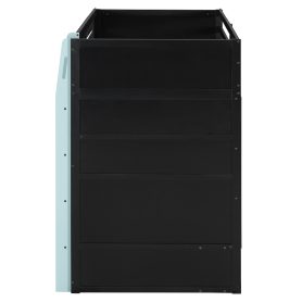 Twin Size Wood Loft Bed with Desk, Multi-storage Shelves and RGB Light