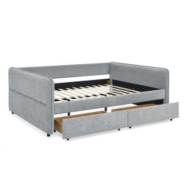 Boucle Fabric Queen Size Daybed With Two Drawers 31 Boucle Fabric Queen Size Daybed With Two Drawers