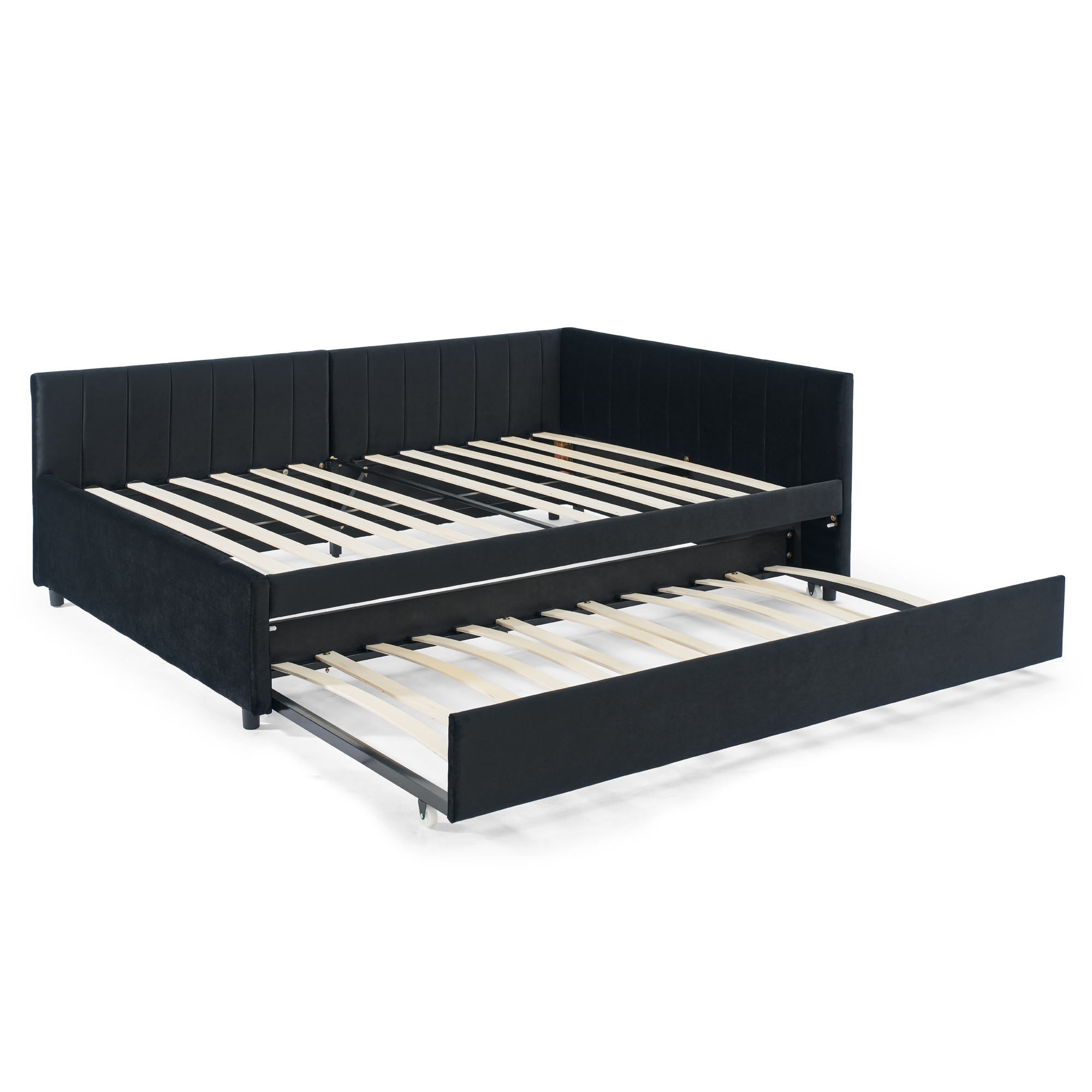 Full Size Daybed with Trundle, Comfortable Backrest And Armrests 14 Full Size Daybed with Trundle, Comfortable Backrest And Armrests