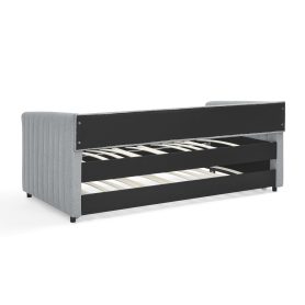 Linen Fabric Twin Size Daybed With Trundle