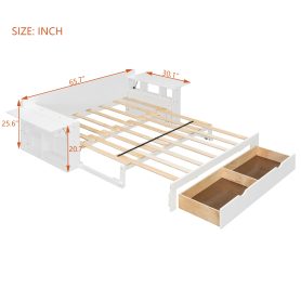 Full Size Daybed with Removable Desk, Storage Drawers & Hydraulic Side Table