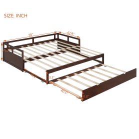 Wooden Twin Size Daybed with Trundle Bed