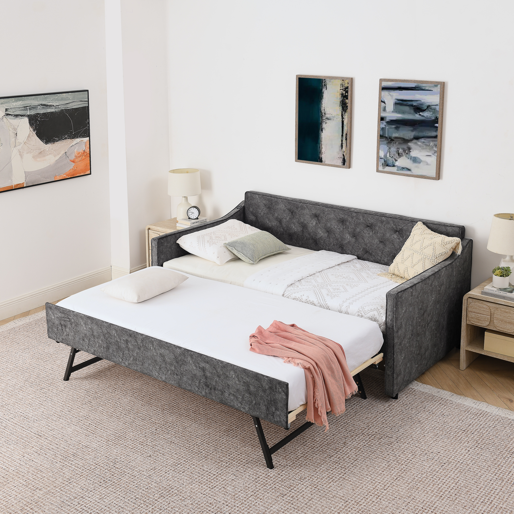 Twin Size Upholstery Daybed With Trundle 4 Twin Size Upholstery Daybed With Trundle