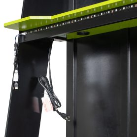 L-Shaped Wooden Twin Size Gaming Bed Frame with RGB LED Lights, Dual twin Beds, USB Ports, TV Stand & Storage Shelves