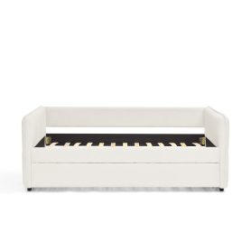 Boucle Fabric Twin Size Daybed With Trundle