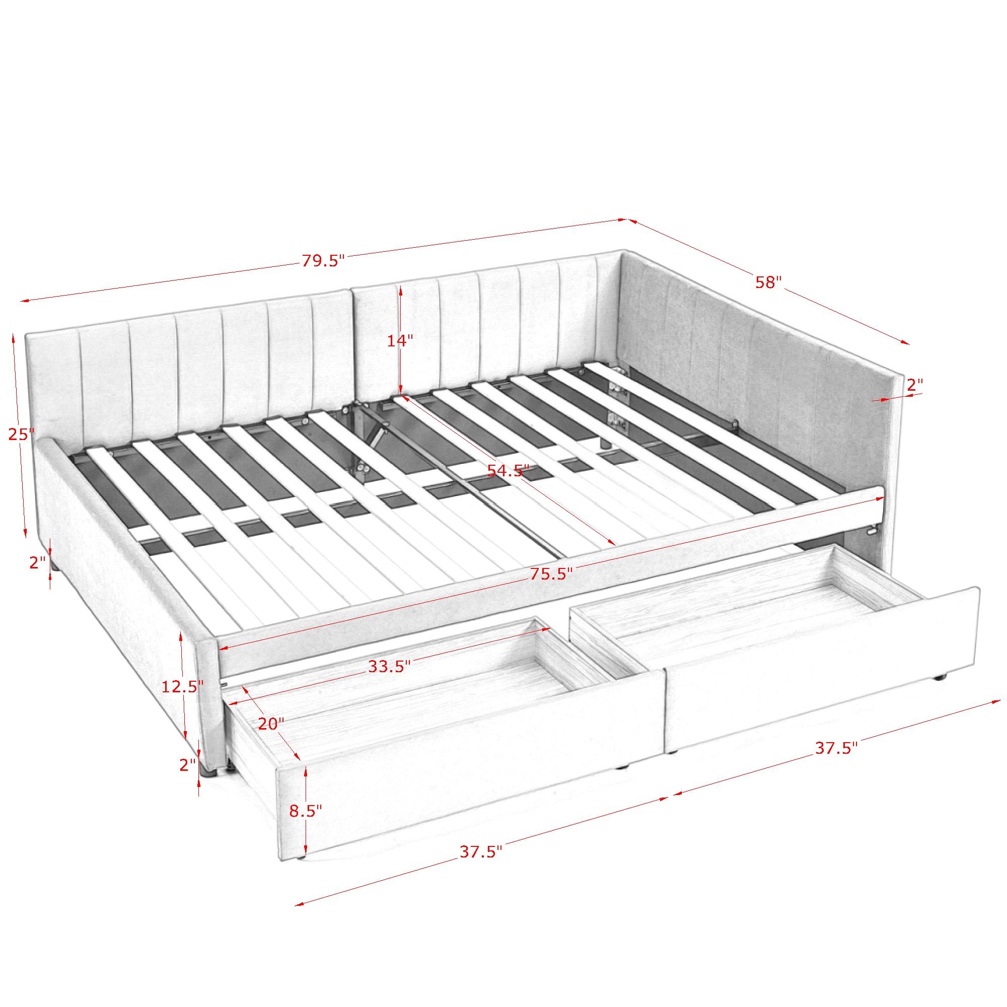 Full Size Upholstered Tufted Bed Frame with Two Drawers 21 Full Size Upholstered Tufted Bed Frame with Two Drawers