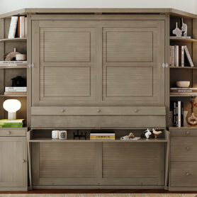 Queen Murphy Bed with Desk, Storage Shelves and Cabinets