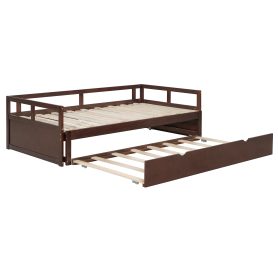 Wooden Twin Size Daybed with Trundle Bed