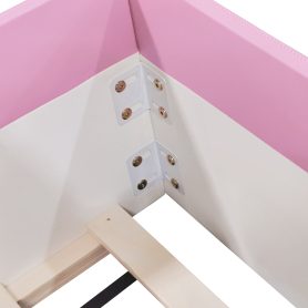 Twin Size Upholstered Daybed Frame with Fence and Stairs