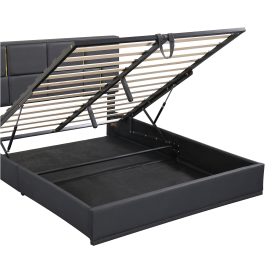 Upholstered Queen Size Platform Bed with Hydraulic Storage System