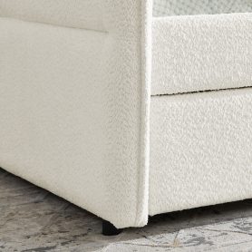 Boucle Fabric Full Size Daybed With Trundle