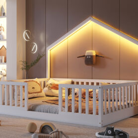 Wooden Montessori Bed with Light for Kids