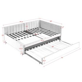 Full Size Daybed with Trundle, Comfortable Backrest And Armrests 43 Full Size Daybed with Trundle, Comfortable Backrest And Armrests