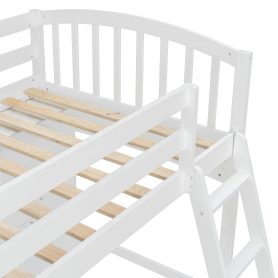 Twin Size Loft Bed with Storage Shelves, Desk and Ladder