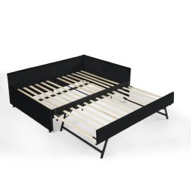 Full Size Daybed with Trundle, Comfortable Backrest And Armrests 32 Full Size Daybed with Trundle, Comfortable Backrest And Armrests