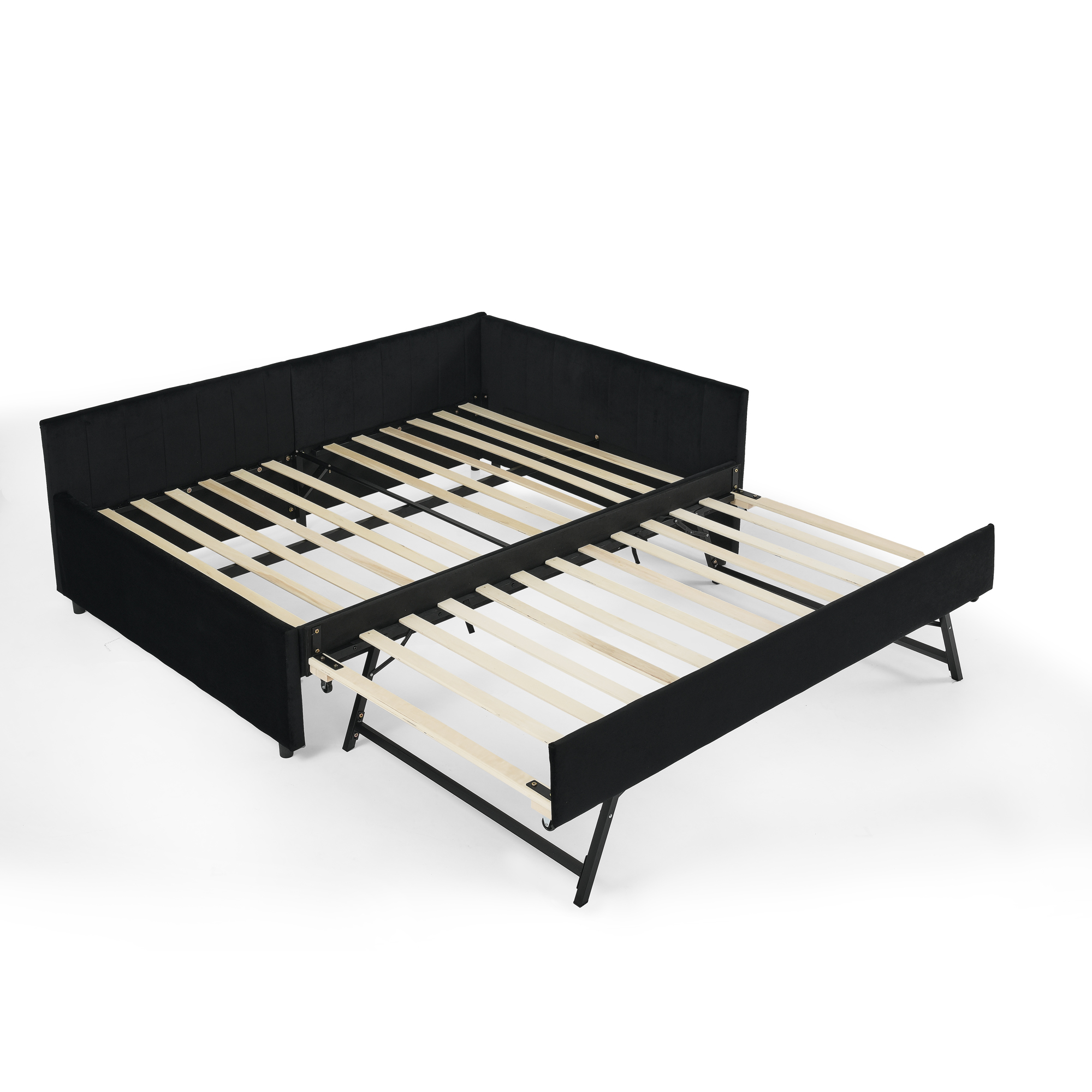 Full Size Daybed with Trundle, Comfortable Backrest And Armrests 12 Full Size Daybed with Trundle, Comfortable Backrest And Armrests