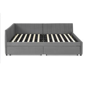 Full Size Upholstered Tufted Bed Frame with Two Drawers 53 Full Size Upholstered Tufted Bed Frame with Two Drawers