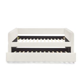 Boucle Fabric Full Size Daybed With Trundle