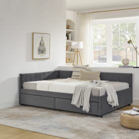 Full Size Upholstered Tufted Bed Frame with Two Drawers 50 Full Size Upholstered Tufted Bed Frame with Two Drawers