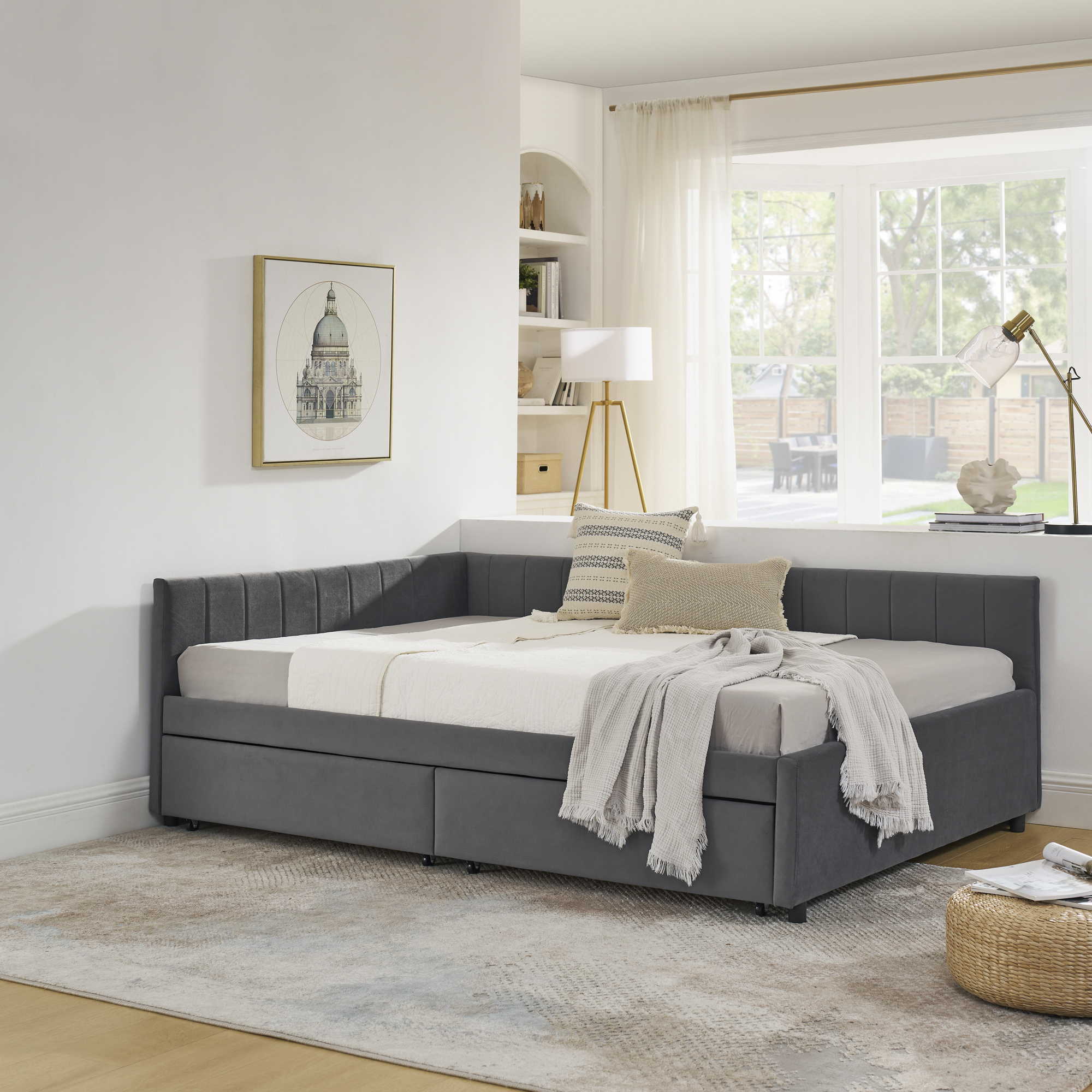 Full Size Upholstered Tufted Bed Frame with Two Drawers 25 Full Size Upholstered Tufted Bed Frame with Two Drawers