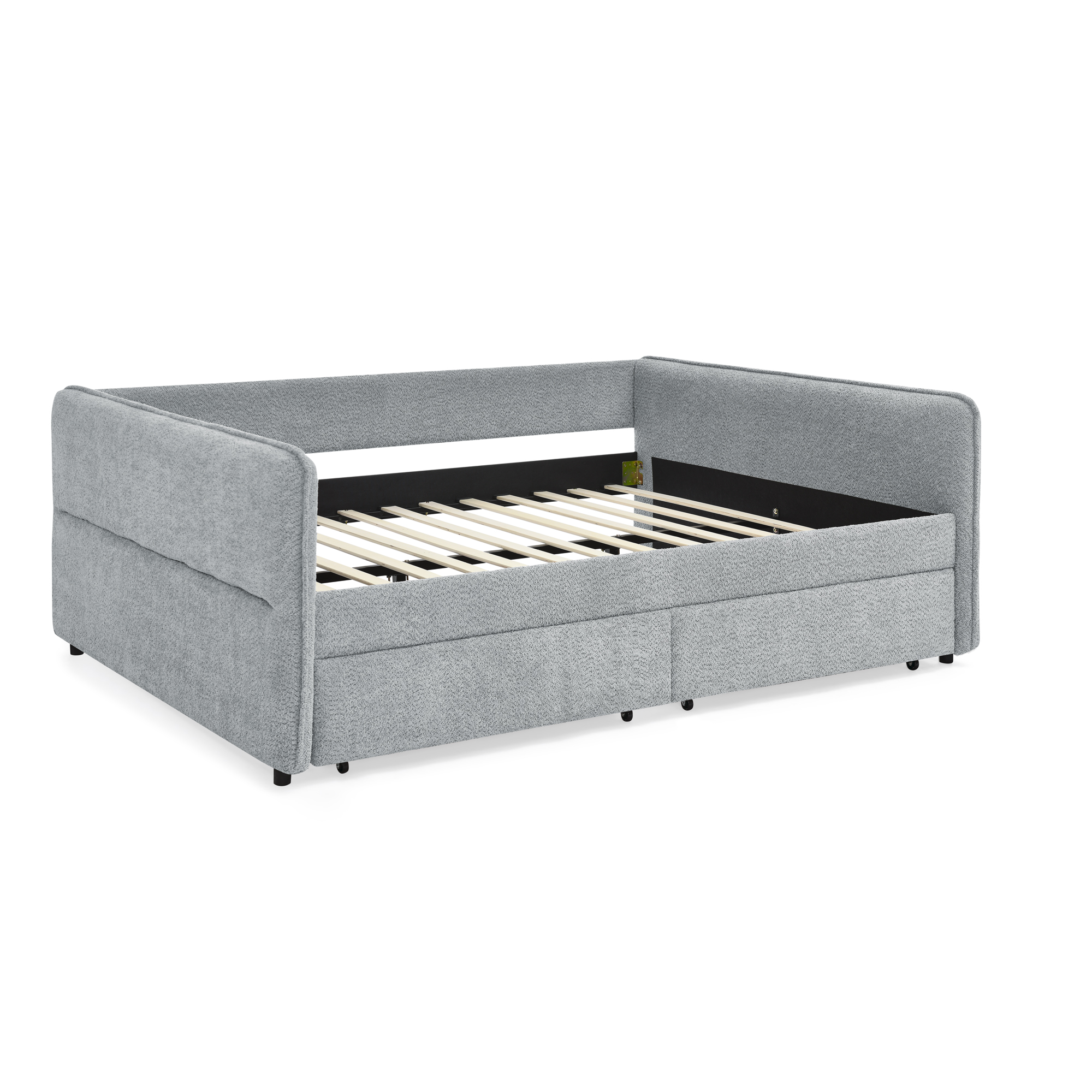 Boucle Fabric Queen Size Daybed With Two Drawers 16 Boucle Fabric Queen Size Daybed With Two Drawers