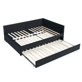 Full Size Daybed with Trundle, Comfortable Backrest And Armrests 36 Full Size Daybed with Trundle, Comfortable Backrest And Armrests