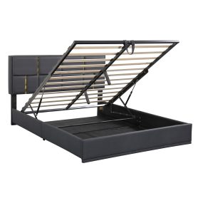 Upholstered Queen Size Platform Bed with Hydraulic Storage System