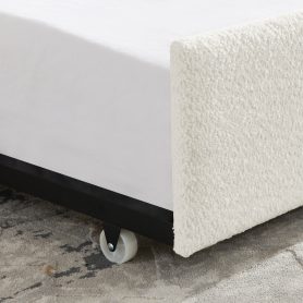 Boucle Fabric Full Size Daybed With Trundle