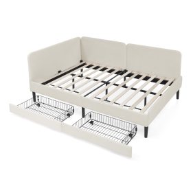 Full Size Upholstered Platform Bed Frame with 2 Storage Drawers 26 Full Size Upholstered Platform Bed Frame with 2 Storage Drawers