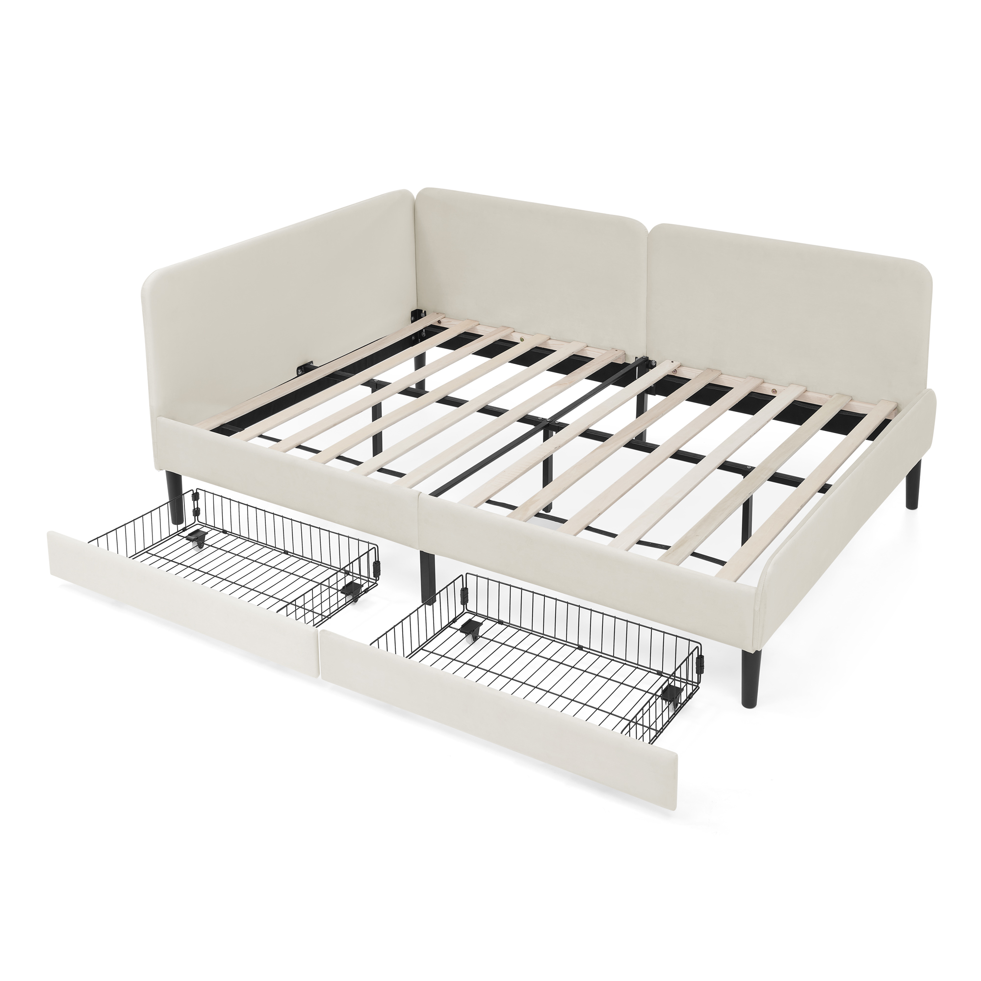 Full Size Upholstered Platform Bed Frame with 2 Storage Drawers 11 Full Size Upholstered Platform Bed Frame with 2 Storage Drawers