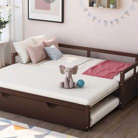 Wooden Twin Size Daybed with Trundle Bed