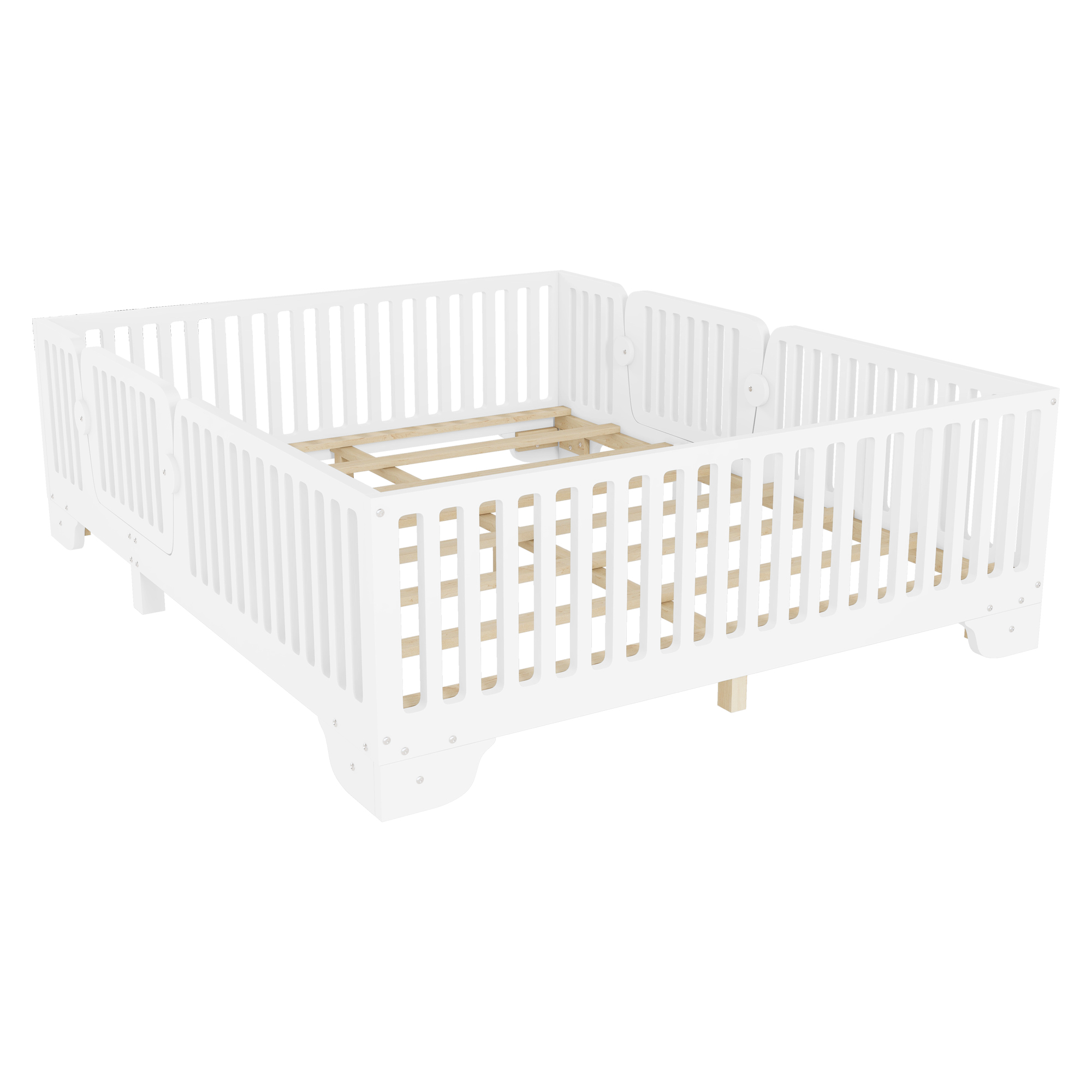 Full Floor Bed with Slats and Fence 13 Full Floor Bed with Slats and Fence