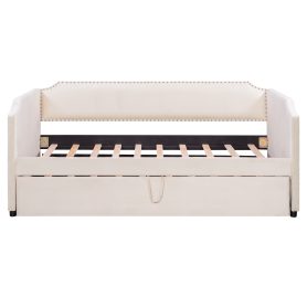 Twin Size Velvet Upholstered Daybed with Pop Up Trundle 32 Twin Size Velvet Upholstered Daybed with Pop Up Trundle