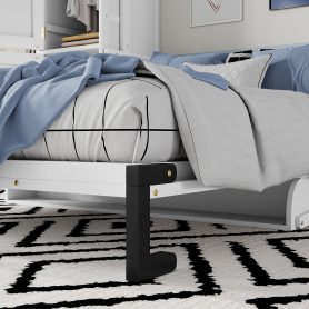 Queen Size Wood Murphy Bed With Wardrobe, Desk, Gas Struts and Charging Station