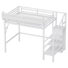 Metal Twin Xl Size Loft Bed With Stairs, Storage Shelves and Wardrobe 27 Metal Twin Xl Size Loft Bed With Stairs, Storage Shelves and Wardrobe
