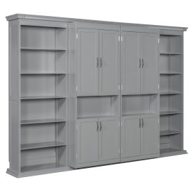 Queen Murphy Bed with Dual Sliding Storage Cabinets