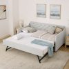 Twin Size Upholstery DayBed with Pop-up Trundle and USB Charging 1 Twin Size Upholstery DayBed with Pop-up Trundle and USB Charging