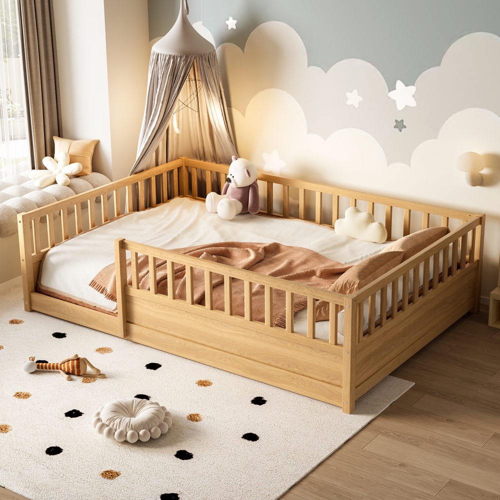Montessori Wooden Children’s Floor Bed, Full Size Cool Kids Bed — free download