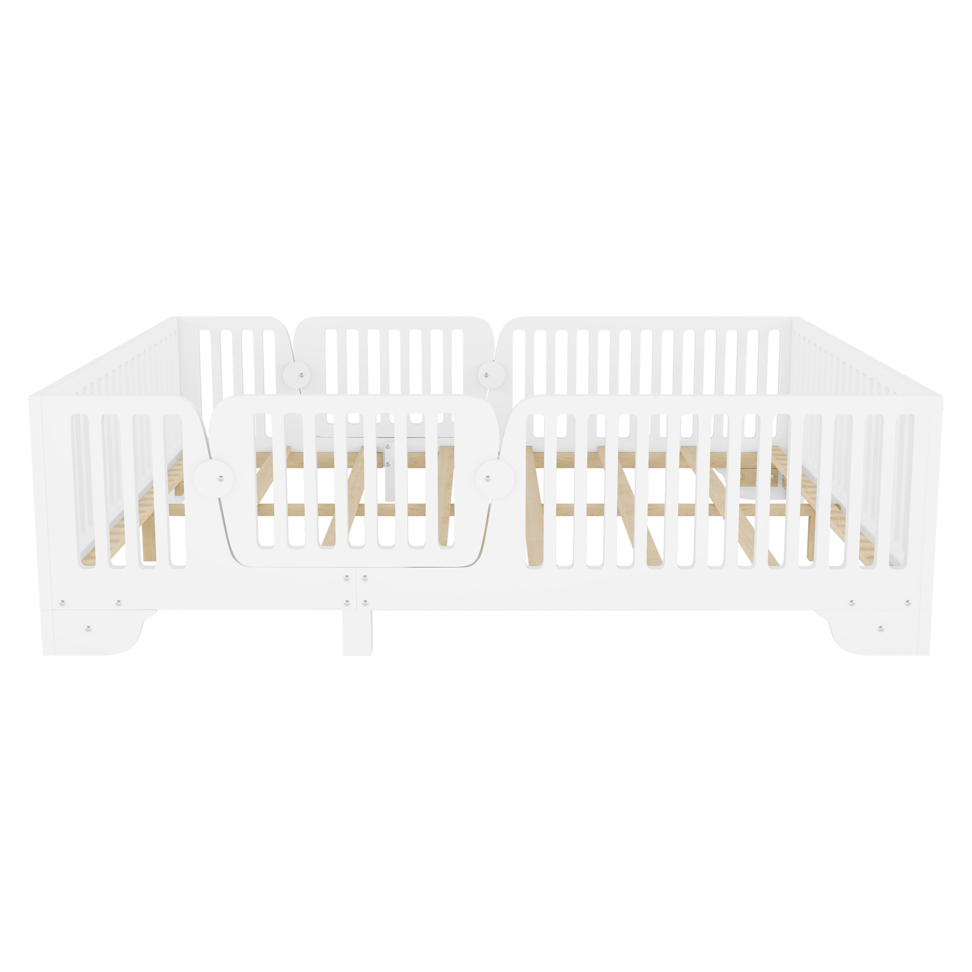 Full Floor Bed with Slats and Fence 10 Full Floor Bed with Slats and Fence