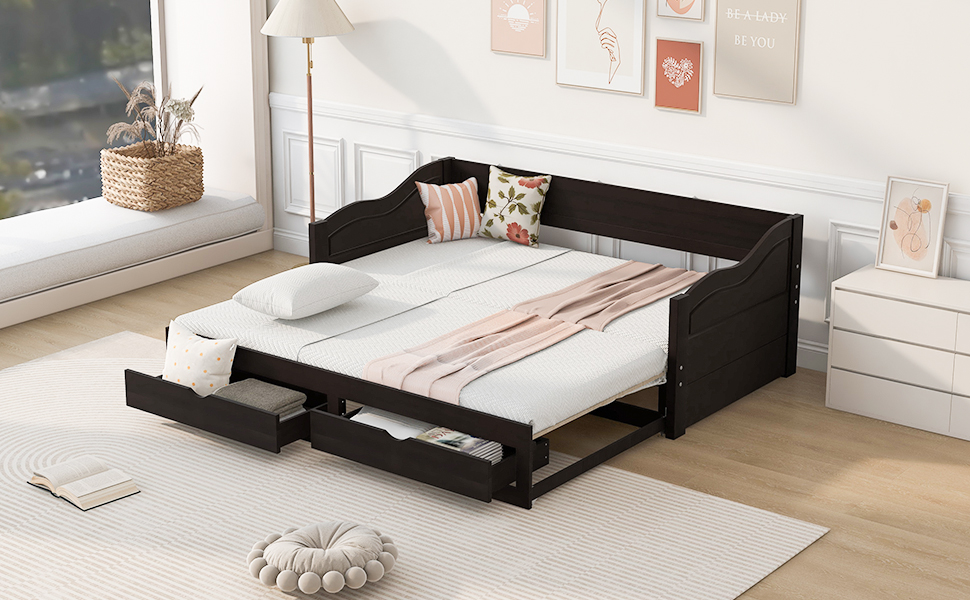 Wooden Daybed with Trundle Bed and Drawers 19 Wooden Daybed with Trundle Bed and Drawers