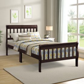 Mattress Foundation Sleigh Bed with Headboard/Footboard/Wood Slat Support