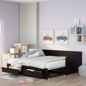 Wooden Daybed with Trundle Bed and Drawers 26 Wooden Daybed with Trundle Bed and Drawers