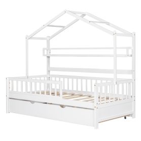Wooden Twin Size House Bed with Trundle and Shelf 20 Wooden Twin Size House Bed with Trundle and Shelf