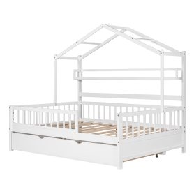 Wooden Full Size House Bed with Twin Size Trundle and Shelf 20 Wooden Full Size House Bed with Twin Size Trundle and Shelf