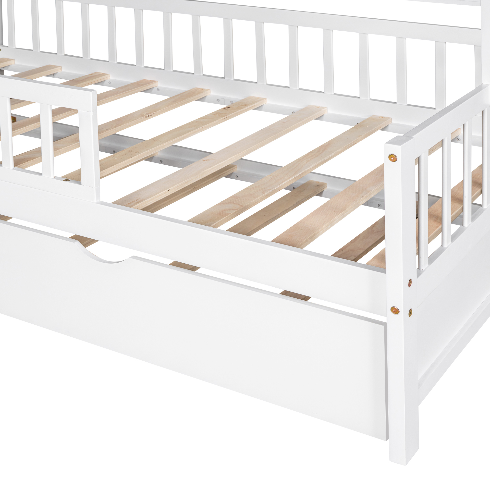 Wooden Twin Size House Bed with Trundle and Shelf 13 Wooden Twin Size House Bed with Trundle and Shelf
