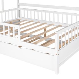 Wooden Full Size House Bed with Twin Size Trundle and Shelf 26 Wooden Full Size House Bed with Twin Size Trundle and Shelf