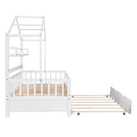 Wooden Twin Size House Bed with Trundle and Shelf 23 Wooden Twin Size House Bed with Trundle and Shelf