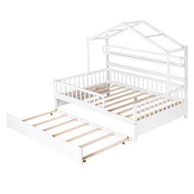 Wooden Full Size House Bed with Twin Size Trundle and Shelf 21 Wooden Full Size House Bed with Twin Size Trundle and Shelf